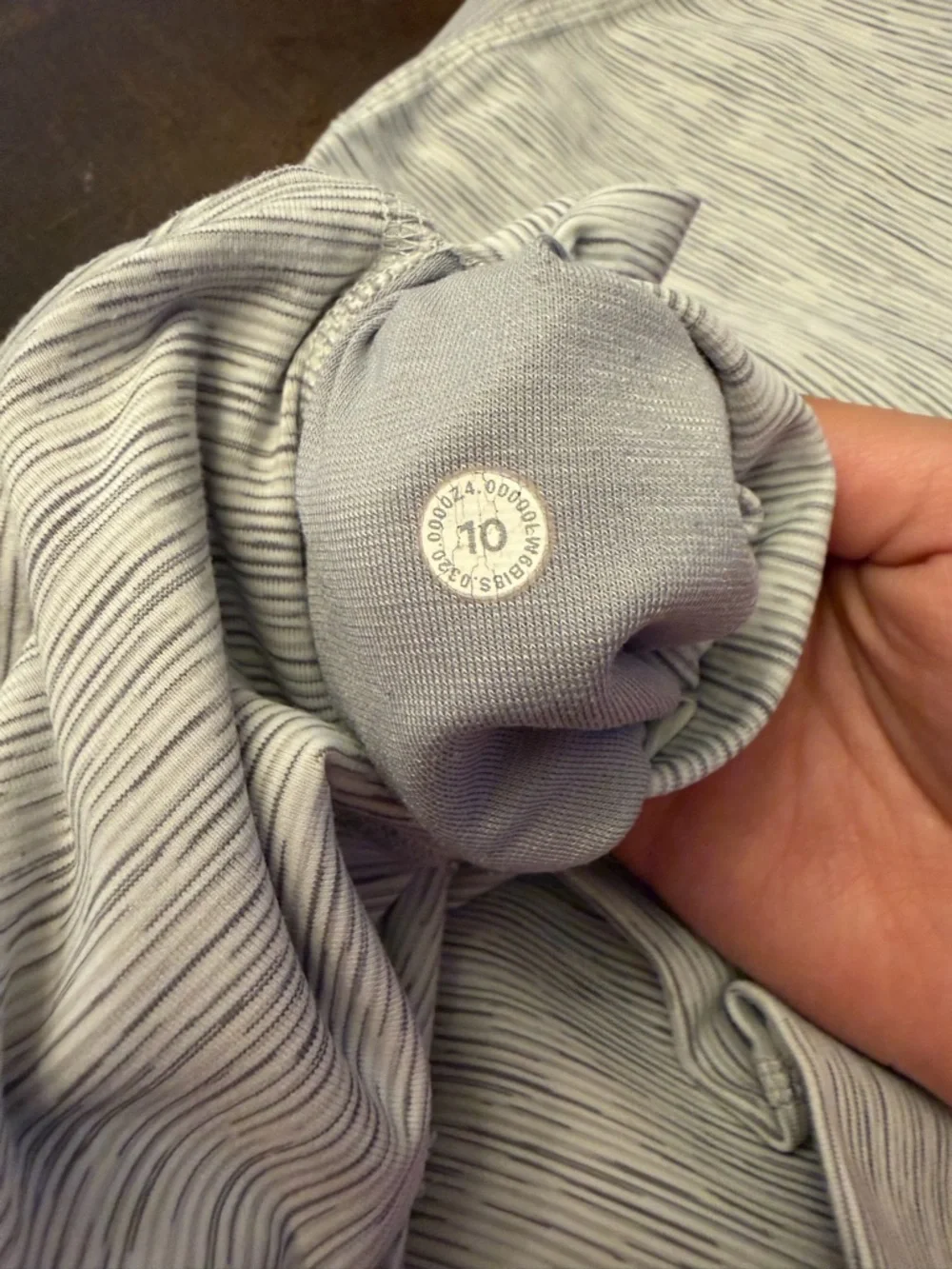 lululemon athletica Light Gray Space-Dye Capri Leggings with White Stripe